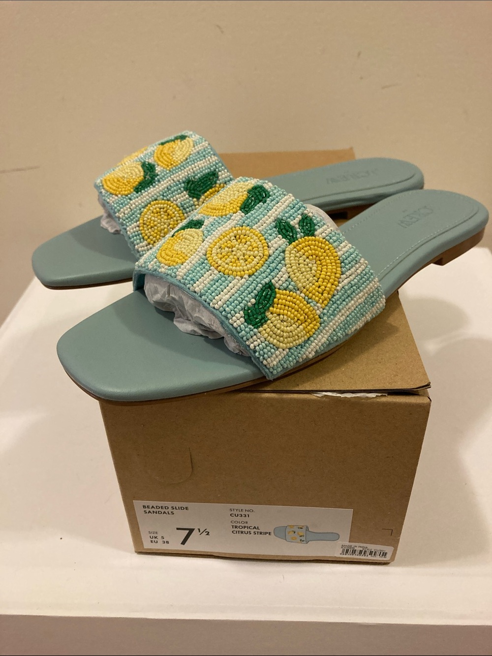JCrew Factory beaded slide sandals